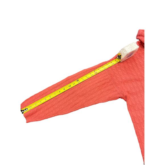 Wainscott Wool Angora Orange Cable Knit Long Sleeve Turtleneck Sweater S - Picture 4 of 6